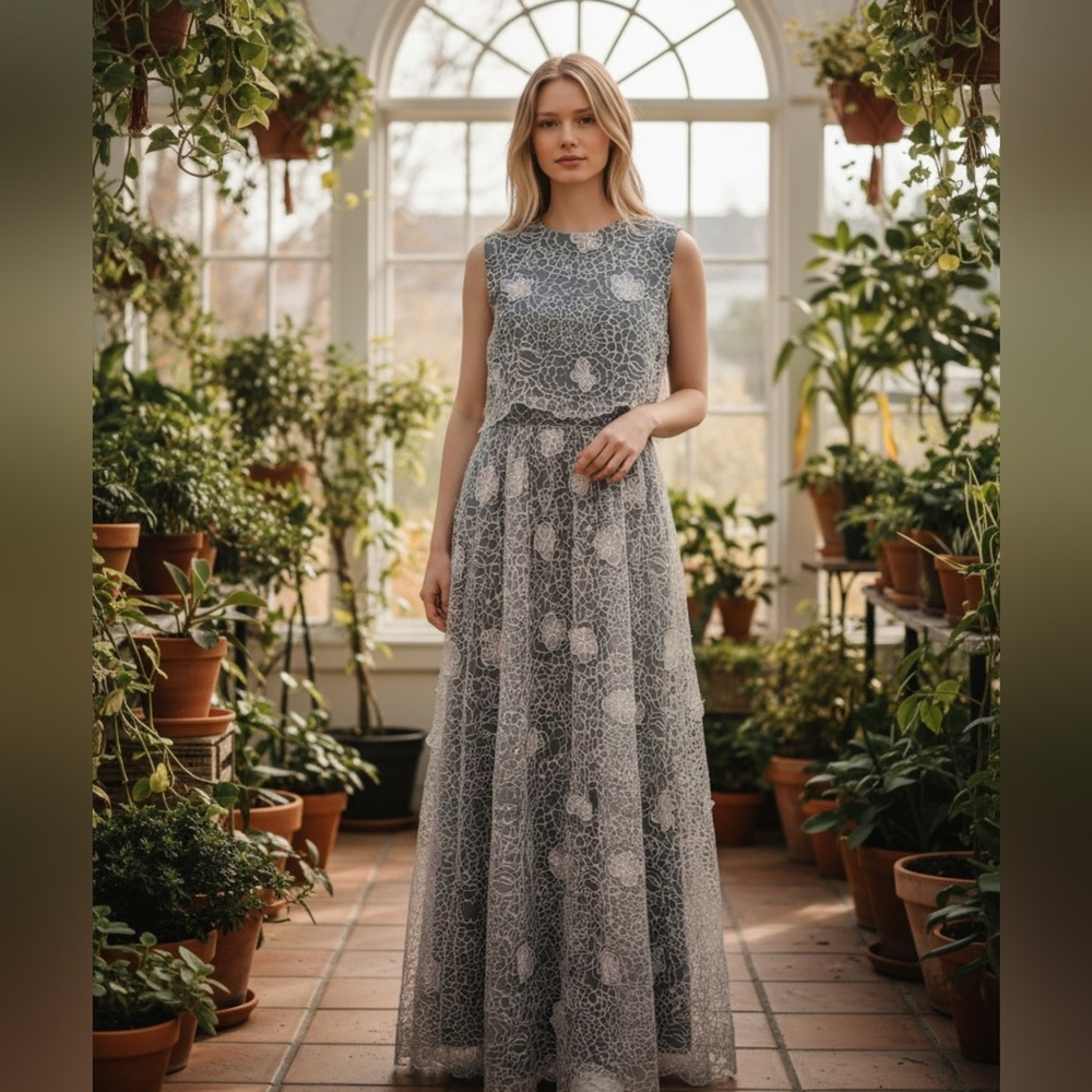 Jan 3D Floral Organza Gown
